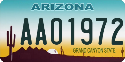 AZ license plate AAO1972