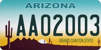 AZ license plate AAO2003