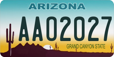AZ license plate AAO2027