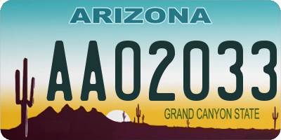 AZ license plate AAO2033