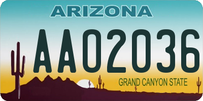 AZ license plate AAO2036