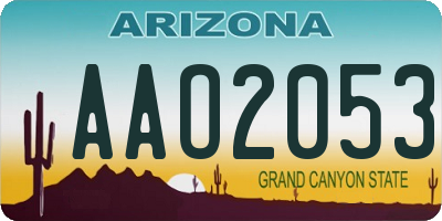 AZ license plate AAO2053