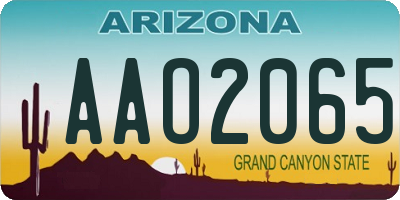 AZ license plate AAO2065