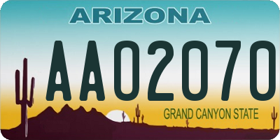 AZ license plate AAO2070
