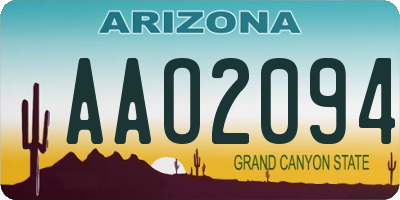 AZ license plate AAO2094