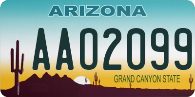 AZ license plate AAO2099