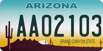 AZ license plate AAO2103