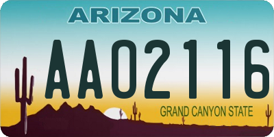 AZ license plate AAO2116