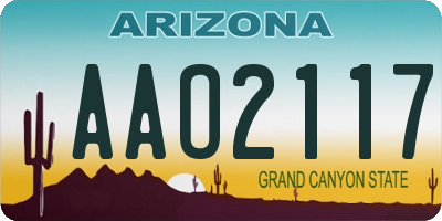 AZ license plate AAO2117