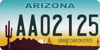 AZ license plate AAO2125