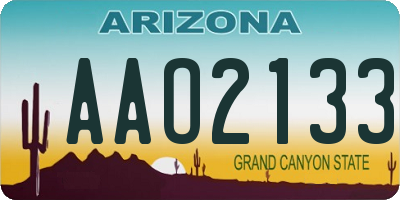 AZ license plate AAO2133