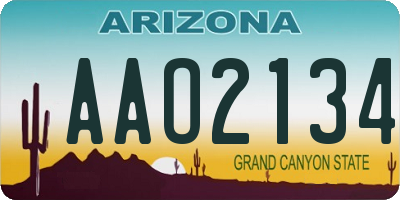 AZ license plate AAO2134