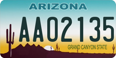 AZ license plate AAO2135
