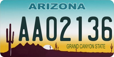 AZ license plate AAO2136
