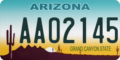 AZ license plate AAO2145