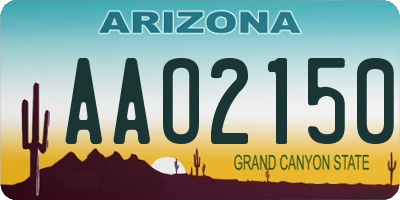 AZ license plate AAO2150