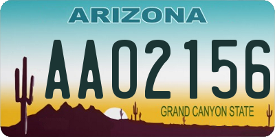 AZ license plate AAO2156