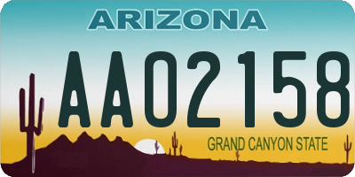 AZ license plate AAO2158