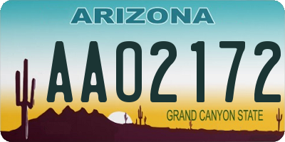 AZ license plate AAO2172