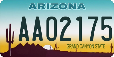 AZ license plate AAO2175