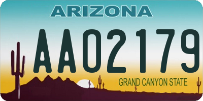 AZ license plate AAO2179