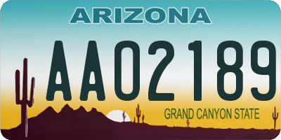 AZ license plate AAO2189