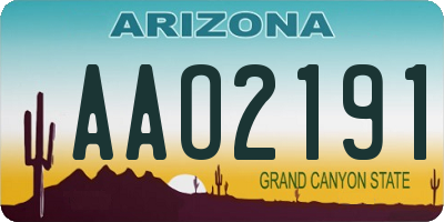 AZ license plate AAO2191