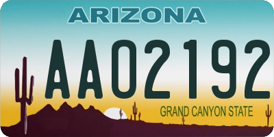 AZ license plate AAO2192