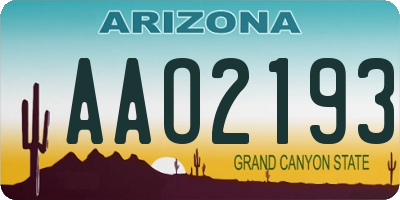 AZ license plate AAO2193