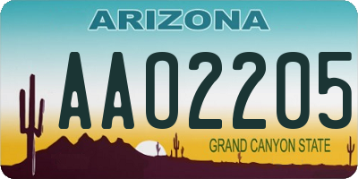 AZ license plate AAO2205