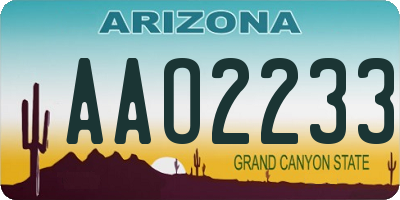 AZ license plate AAO2233