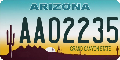 AZ license plate AAO2235