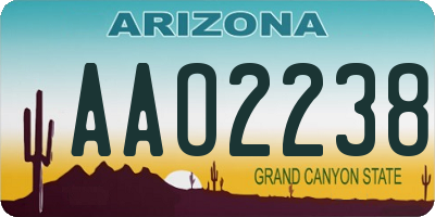AZ license plate AAO2238