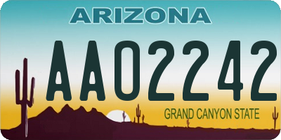 AZ license plate AAO2242