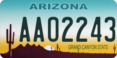AZ license plate AAO2243
