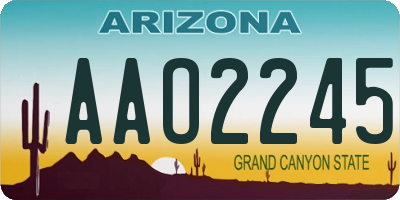 AZ license plate AAO2245