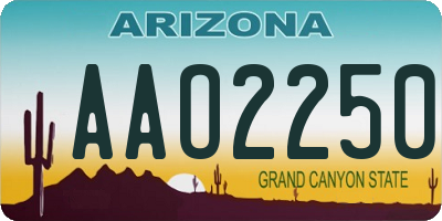 AZ license plate AAO2250