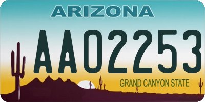 AZ license plate AAO2253