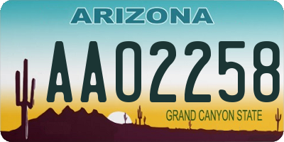 AZ license plate AAO2258