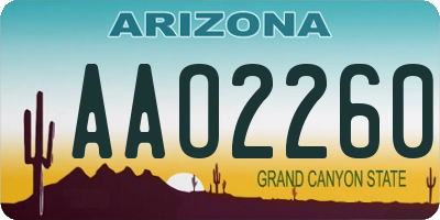 AZ license plate AAO2260