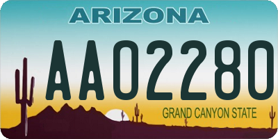 AZ license plate AAO2280