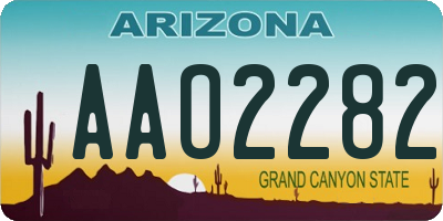 AZ license plate AAO2282