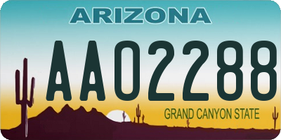 AZ license plate AAO2288