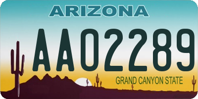 AZ license plate AAO2289