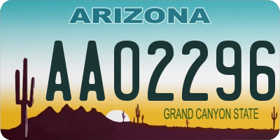 AZ license plate AAO2296