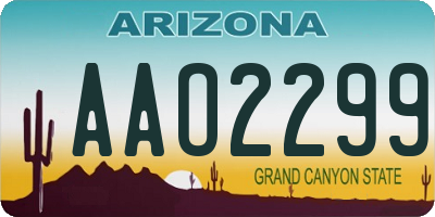 AZ license plate AAO2299