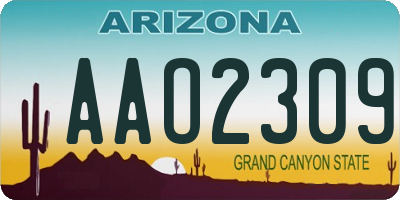 AZ license plate AAO2309