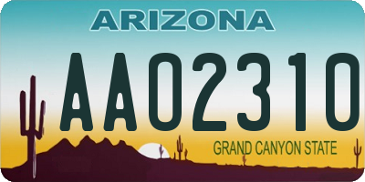 AZ license plate AAO2310