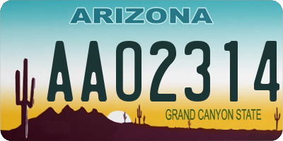 AZ license plate AAO2314