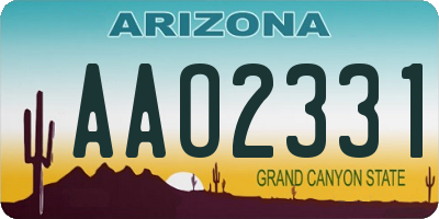 AZ license plate AAO2331